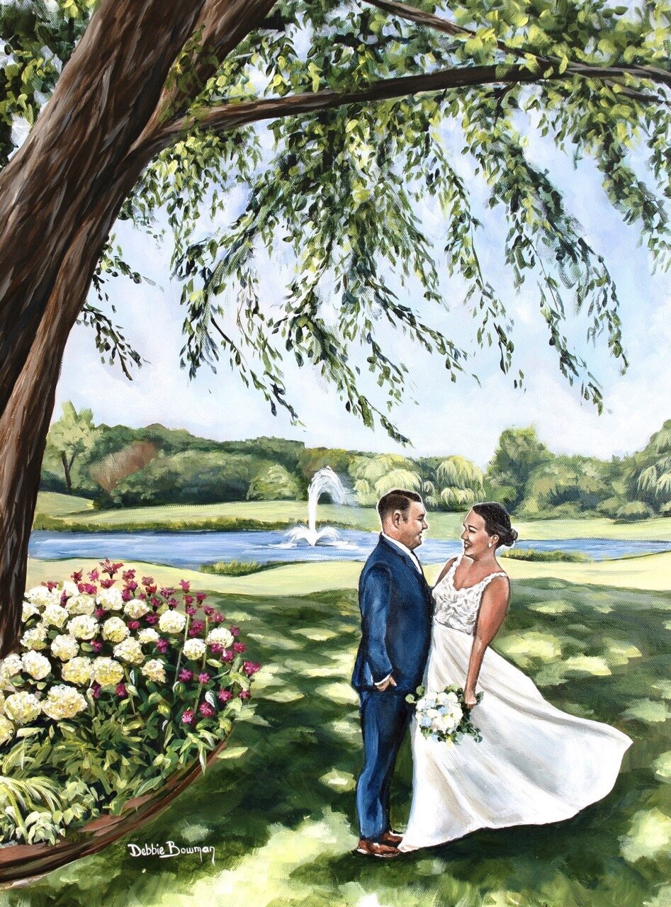Live wedding painting for a wedding at Mendakota Country Club 