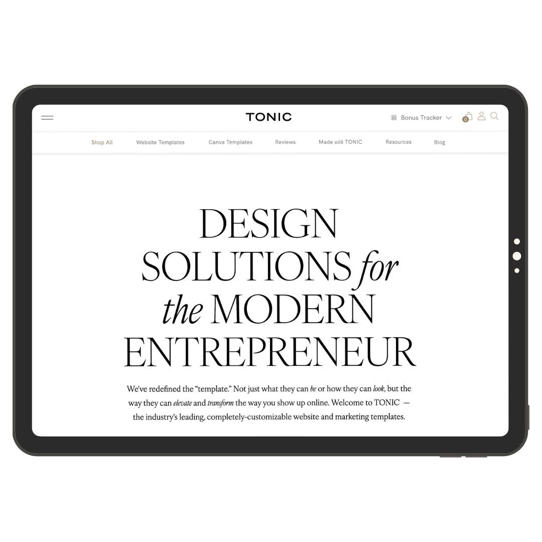 Tonic Site Shop Showit Templates ] Showit Designer | Showit Discount