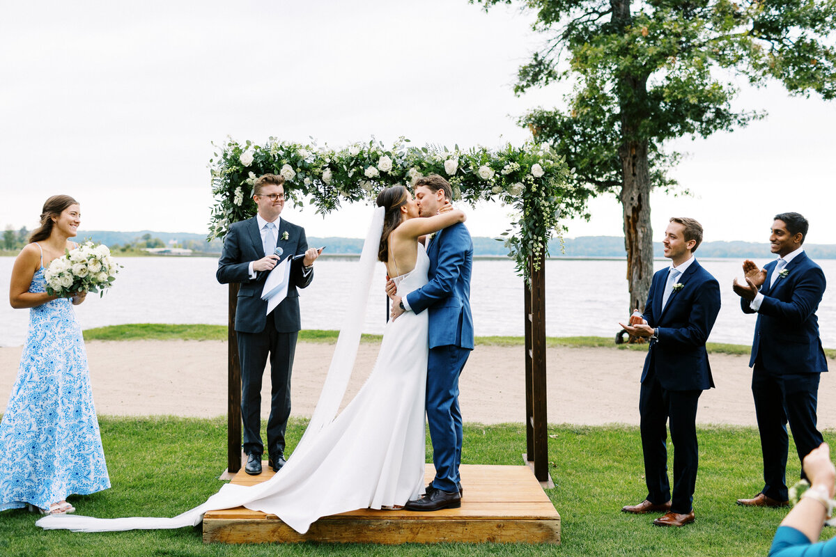 wedding ceremony at Madden's On Gull Lake