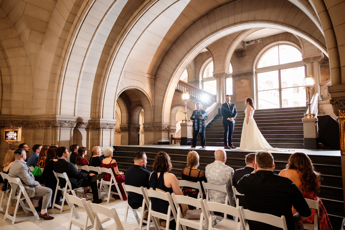wedding ceremony on the grand staircase at allegheny county courthouse