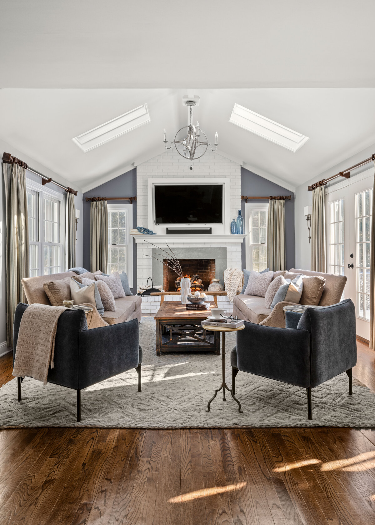 Donna Restaino Levey NJ Home Design Vaulted Living Room
