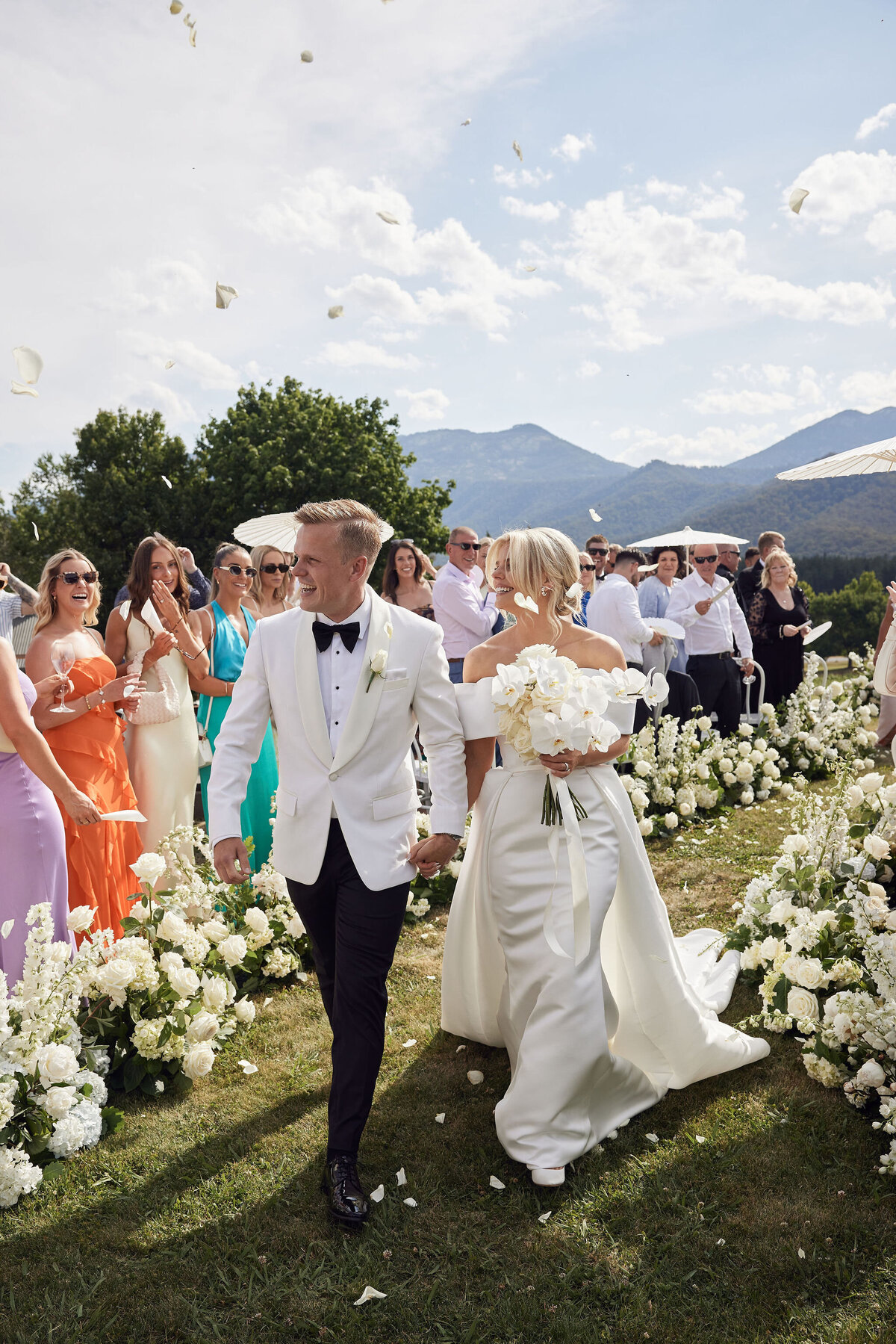 Bride and groom married in field