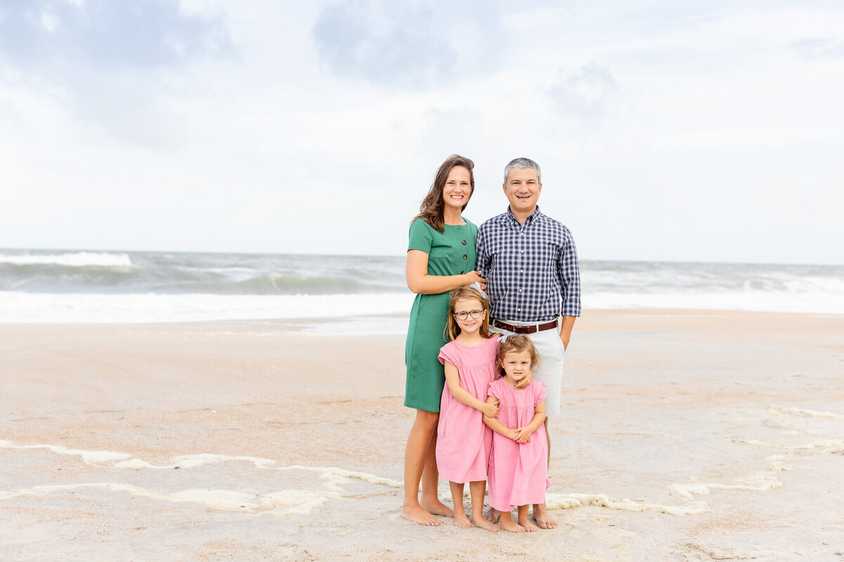 Family of four on the beach in Ponte Vedra