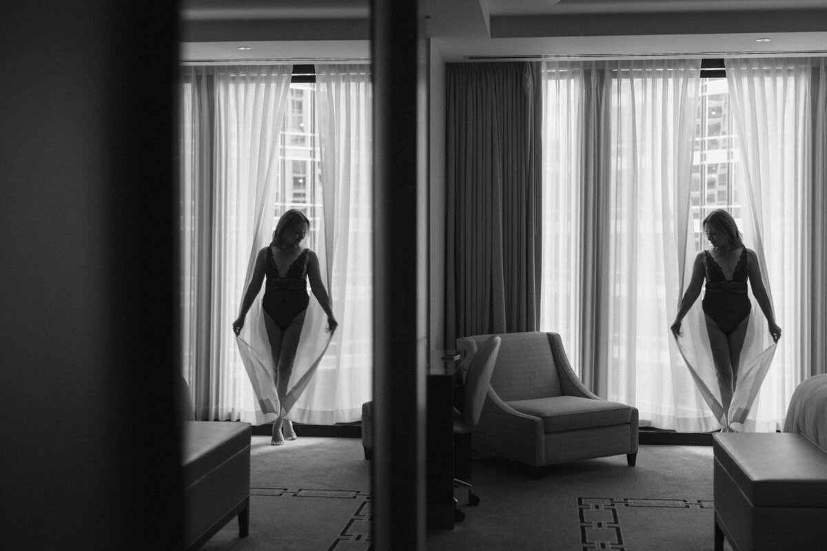 Artistic black and white boudoir photo