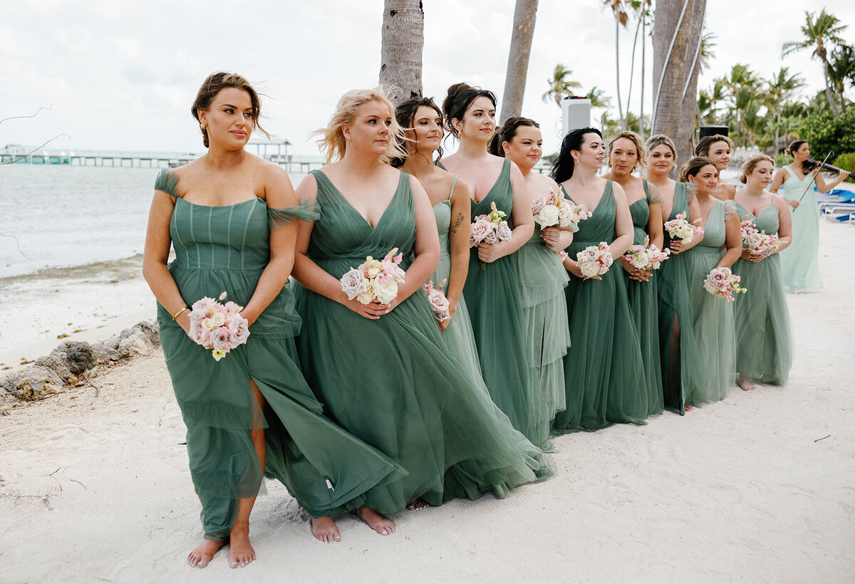 Bridesmaids making their entrance at Brenda & Stephen’s Cheeca Lodge wedding ceremony.