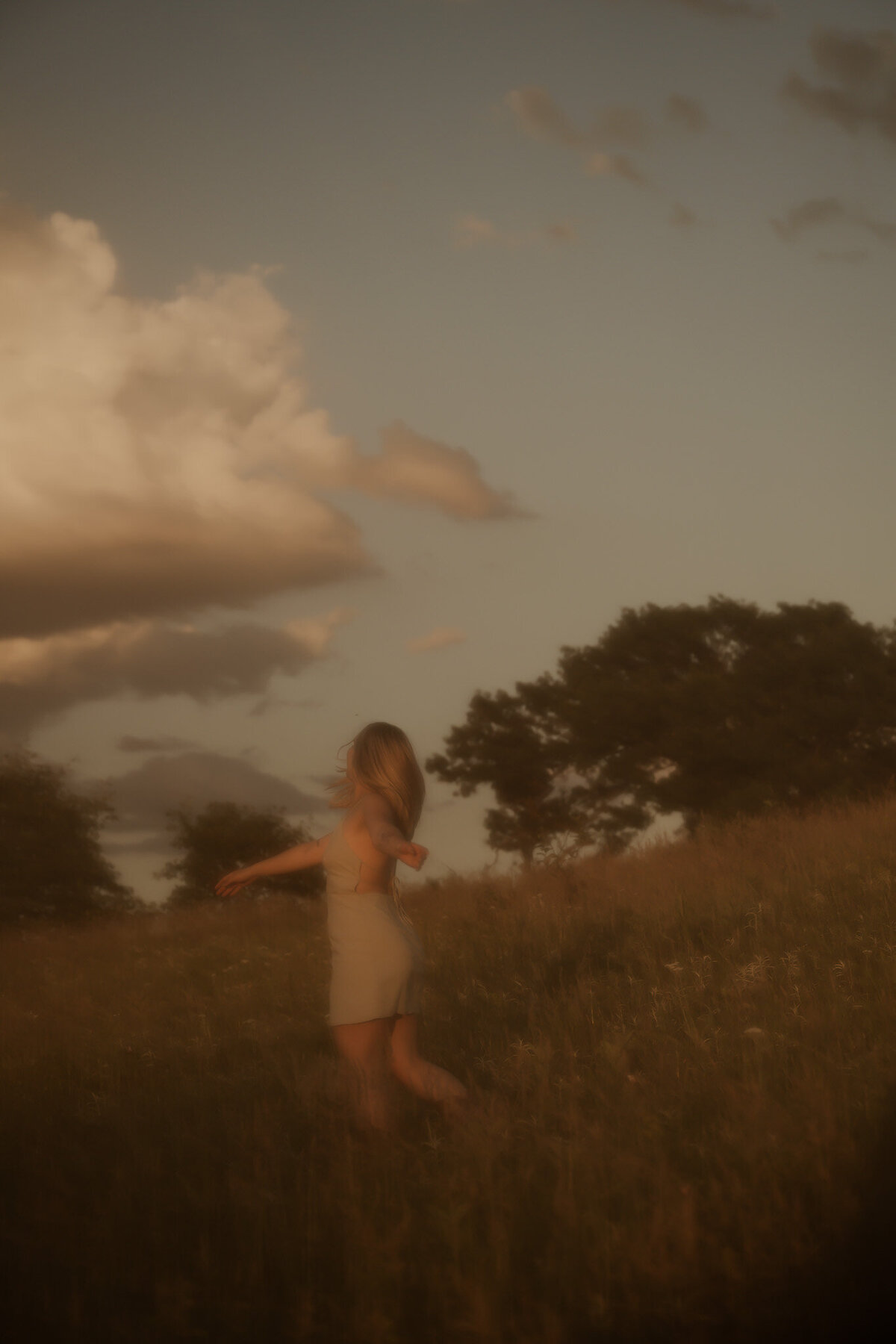 Vintage Candid Spinning Photo Girl in a Dress