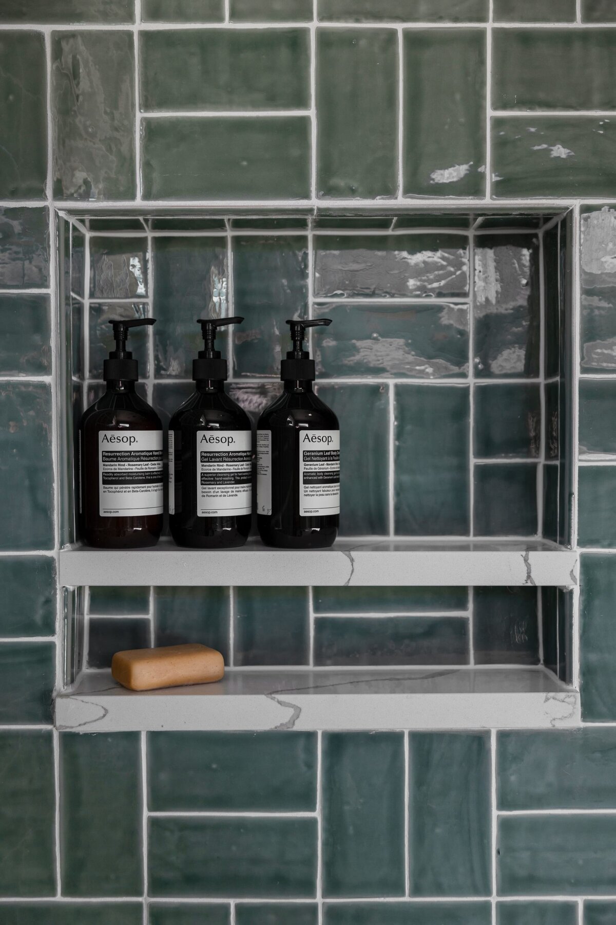 melinda chesson interiors murrayhill road shower bar soap and bottles