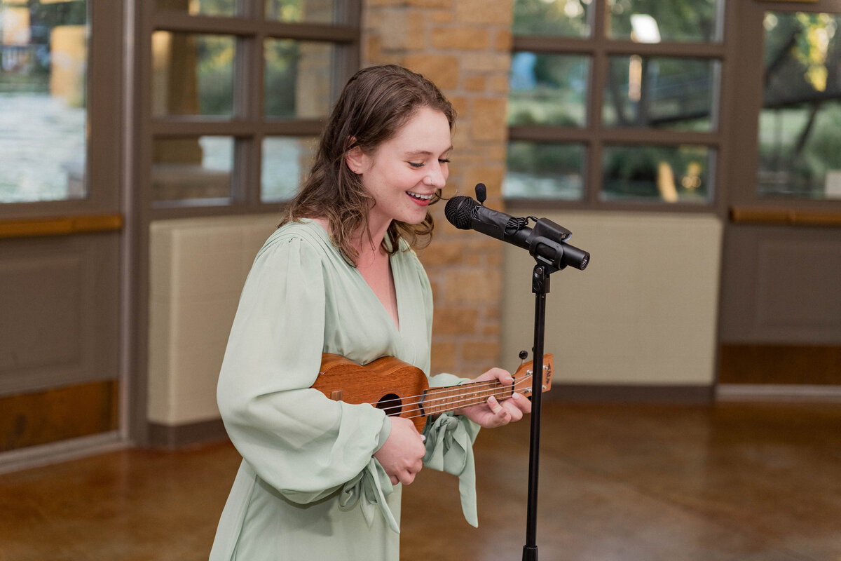 Couple hug at forest wedding