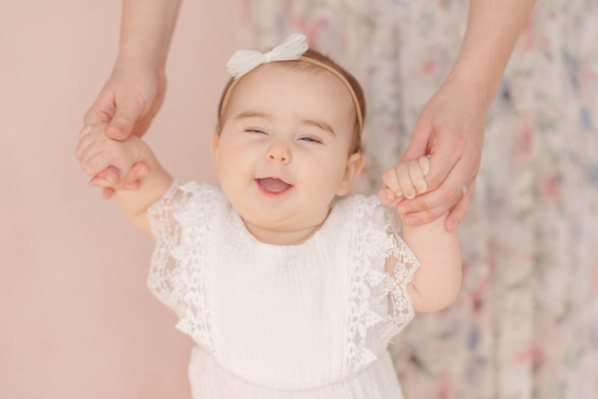 baby smile during studio photo in Gainesville, Virginia