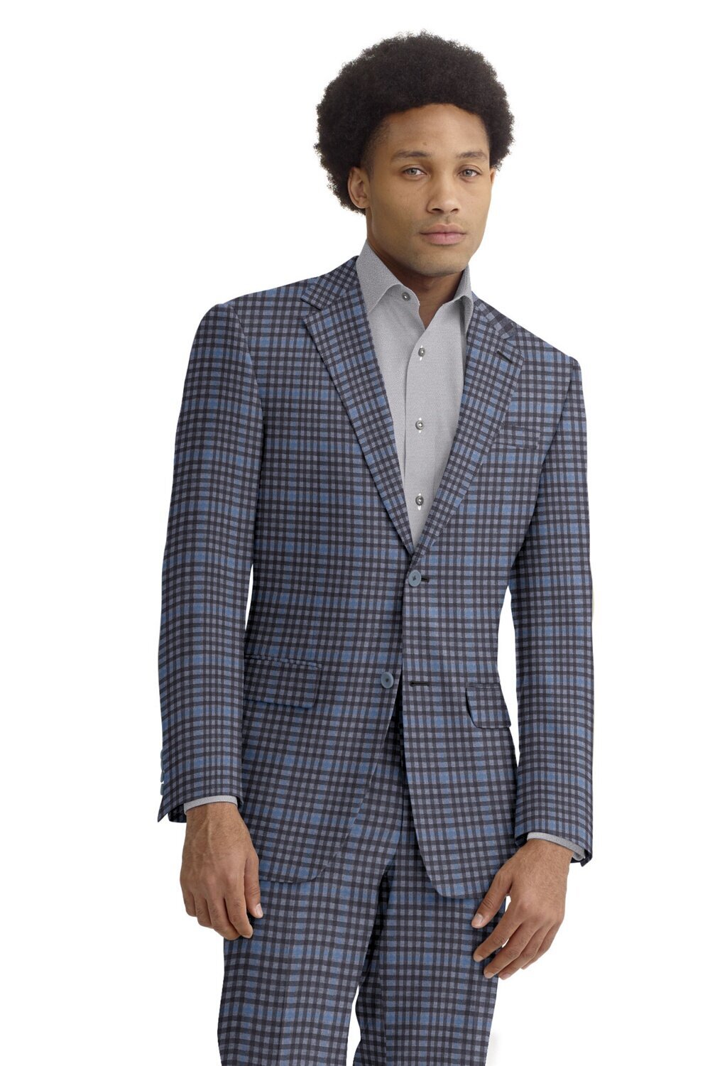 LT GREY BLUE CHECK 