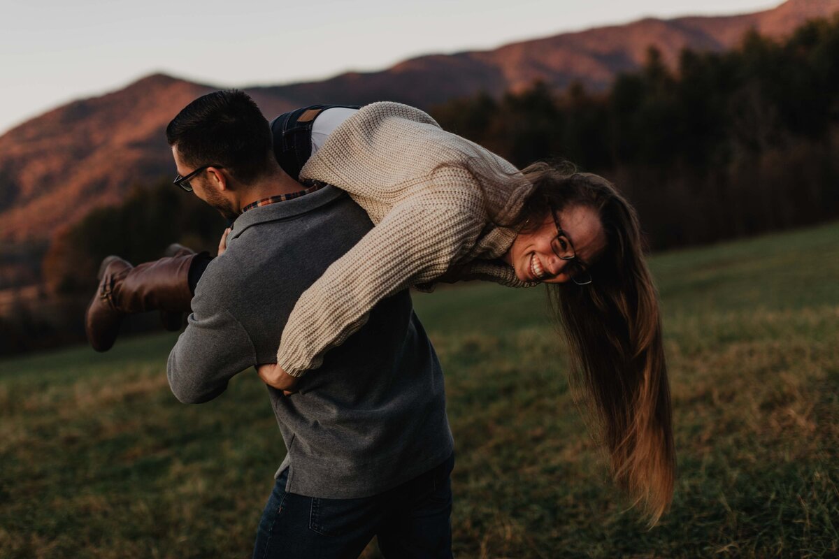 Adventure engagement session in Cades Cove in the Great Smoky Mountain National Park photographed by Magnolia and Ember.