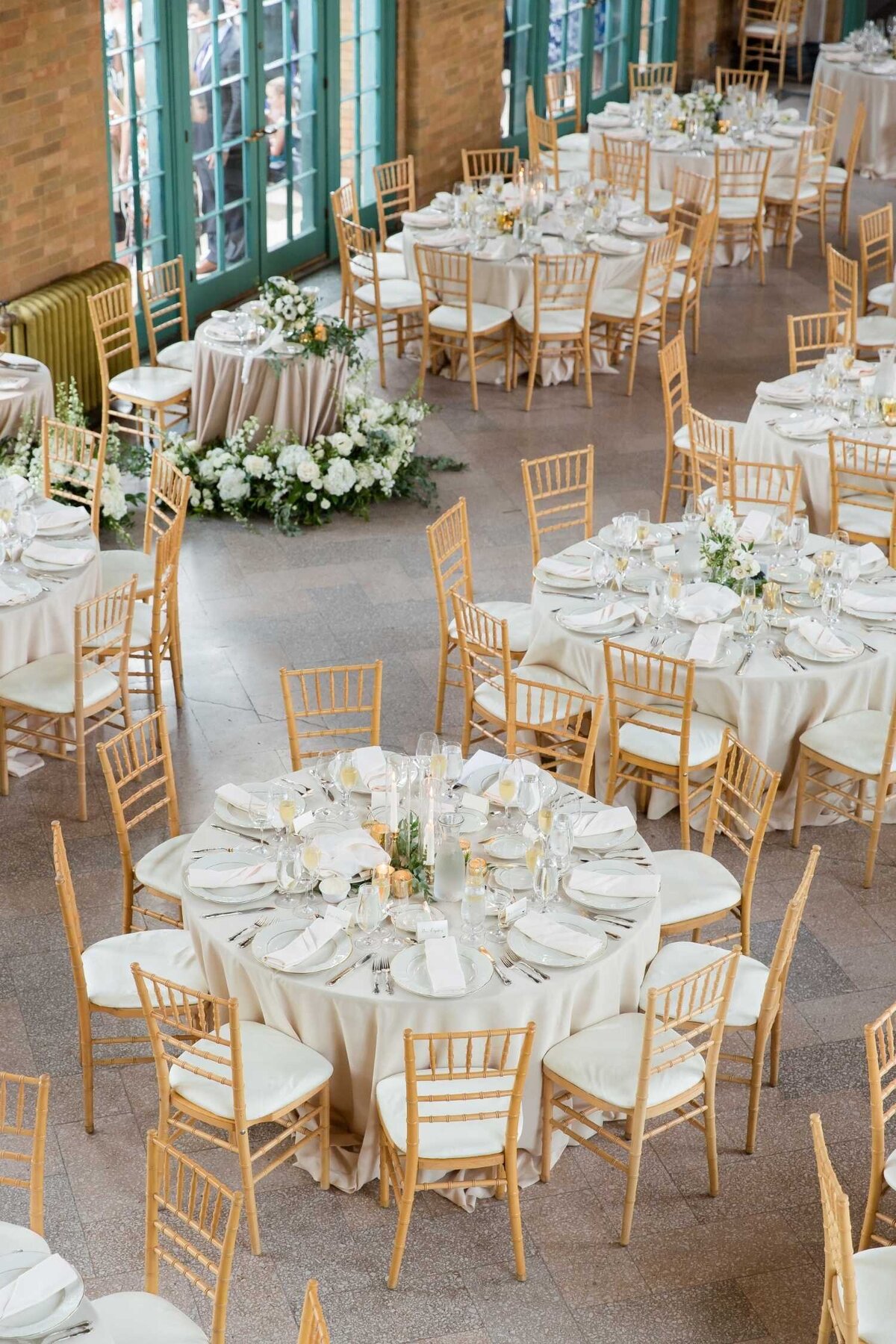 Wedding Reception Decor at Columbus Park Refectory for a Luxury Chicago Outdoor Historic Wedding Venue.