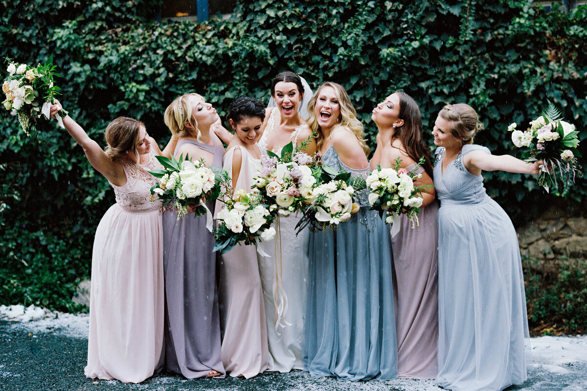 bridesmaids with their bouquets