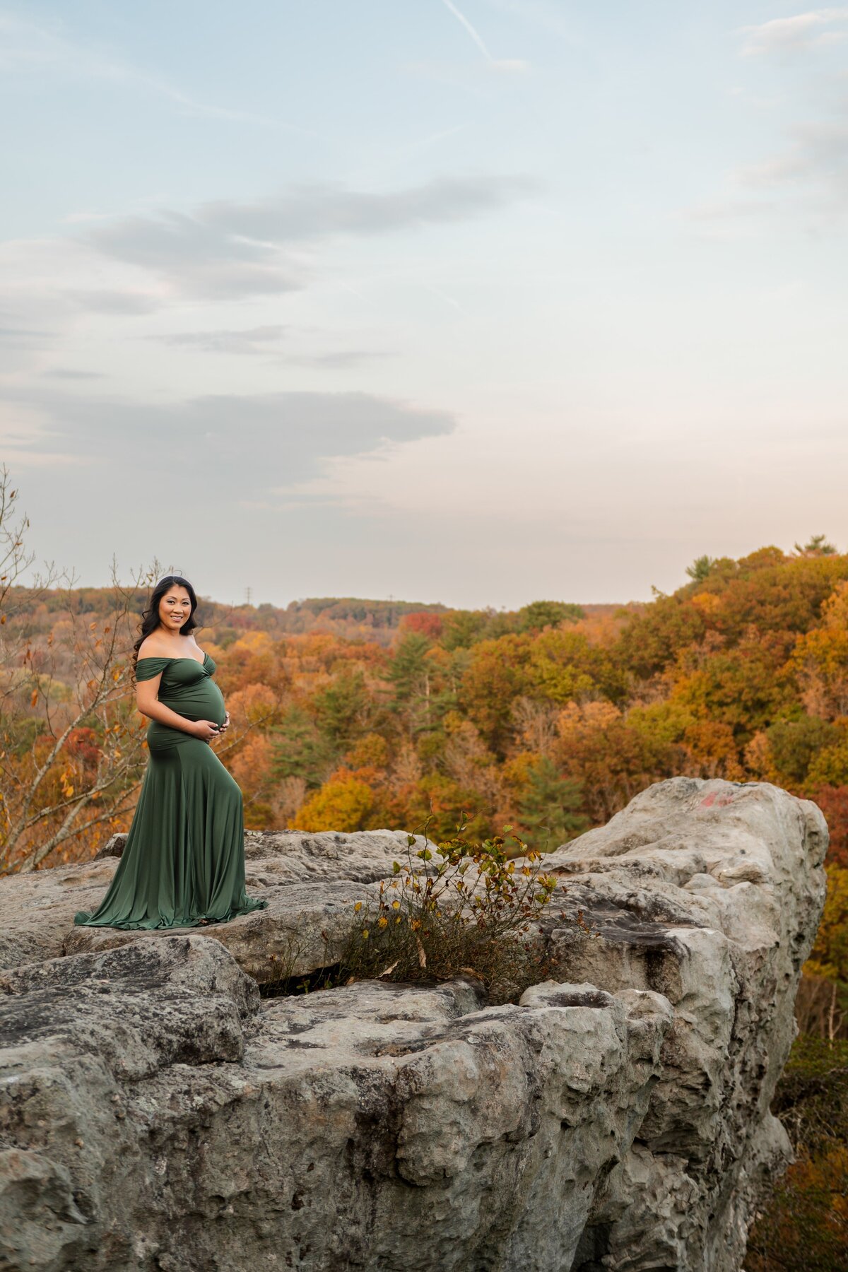 Baltimore Maternity session in the fall at Loch Raven Reservoir in Towson, Md