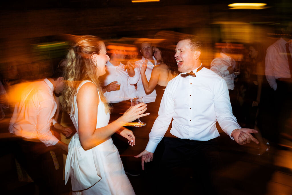 Newlyweds dancing at their wedding reception