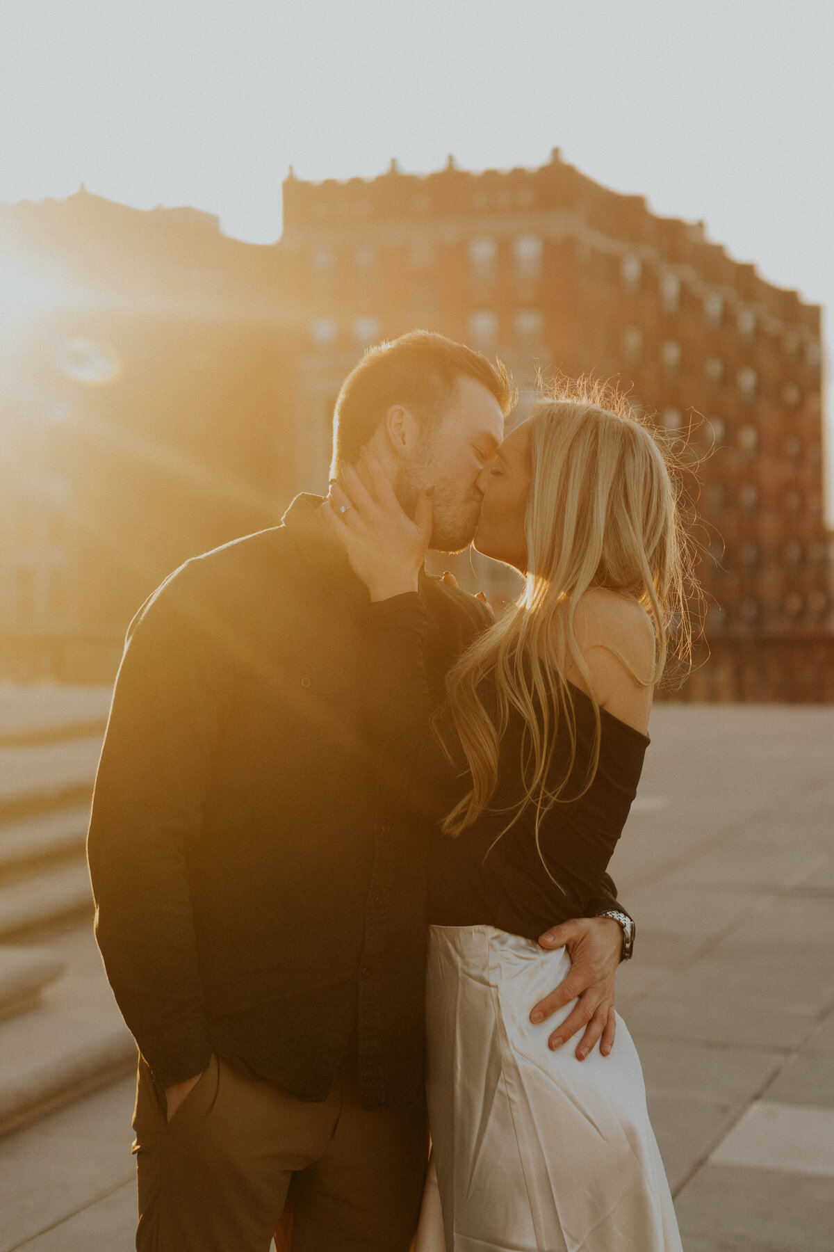 Romantic Indianapolis engagement photographer sunset portrait