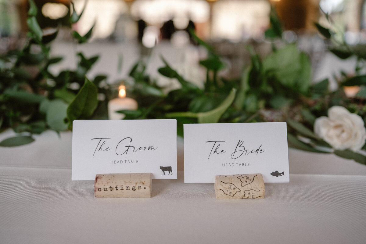 cork wedding table name plate