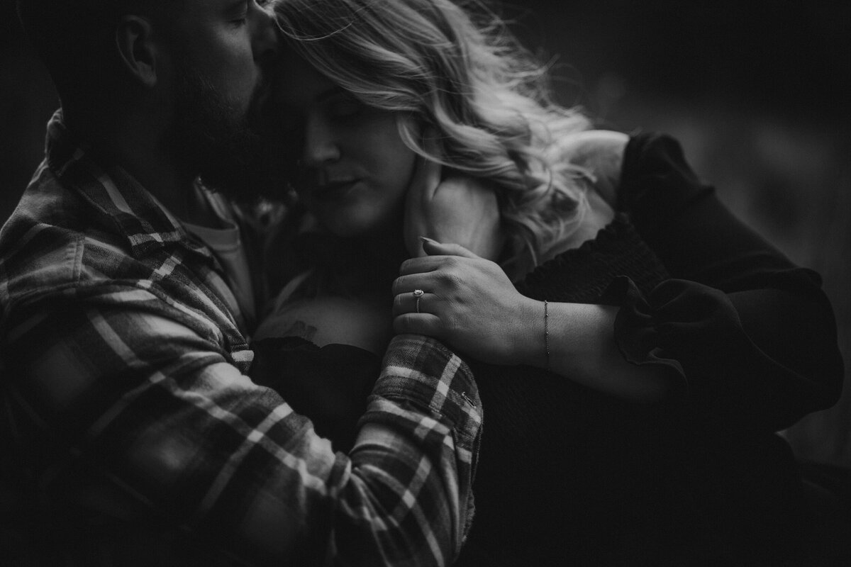moody engagement photo