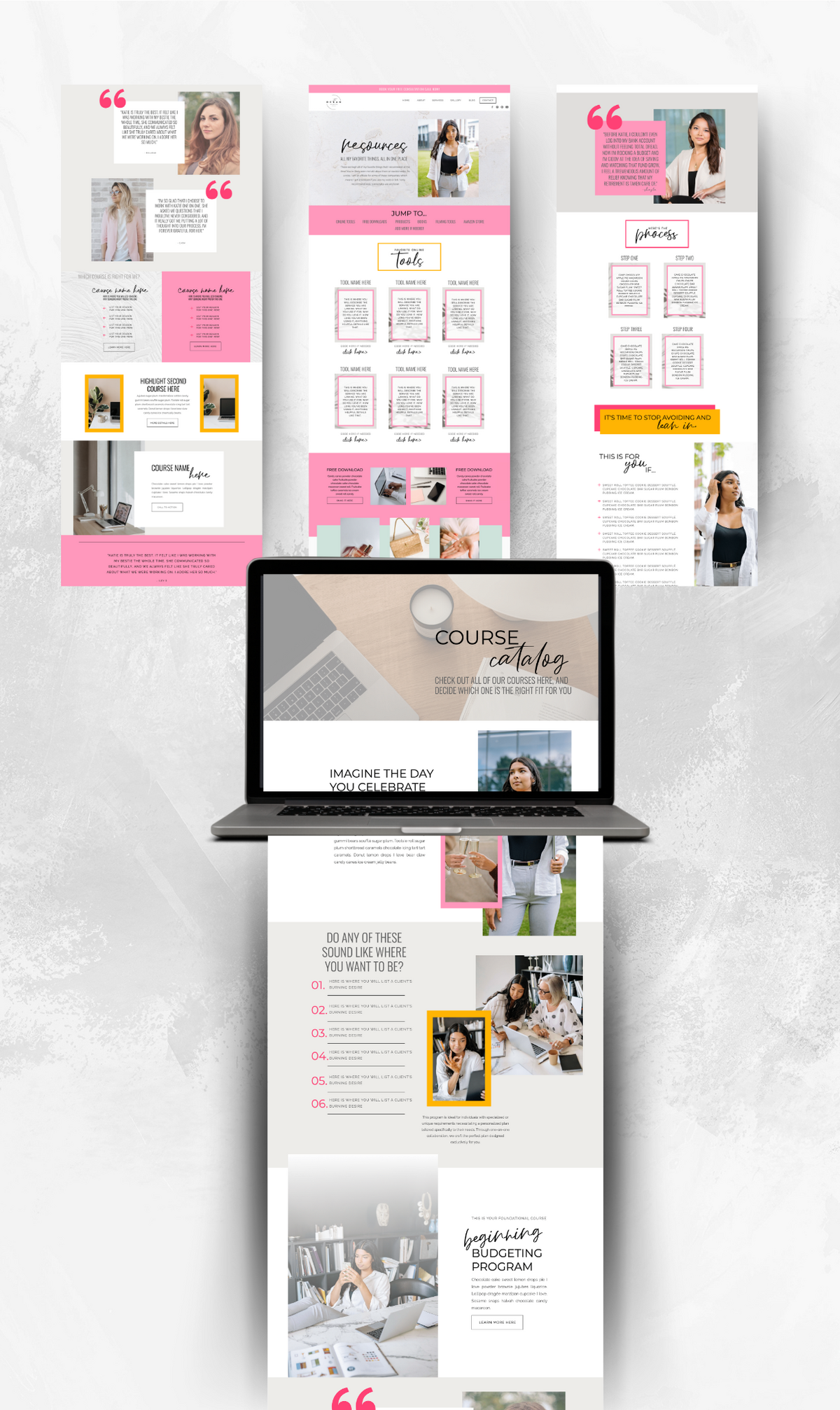 graphic with long screenshot of a website that the designer made