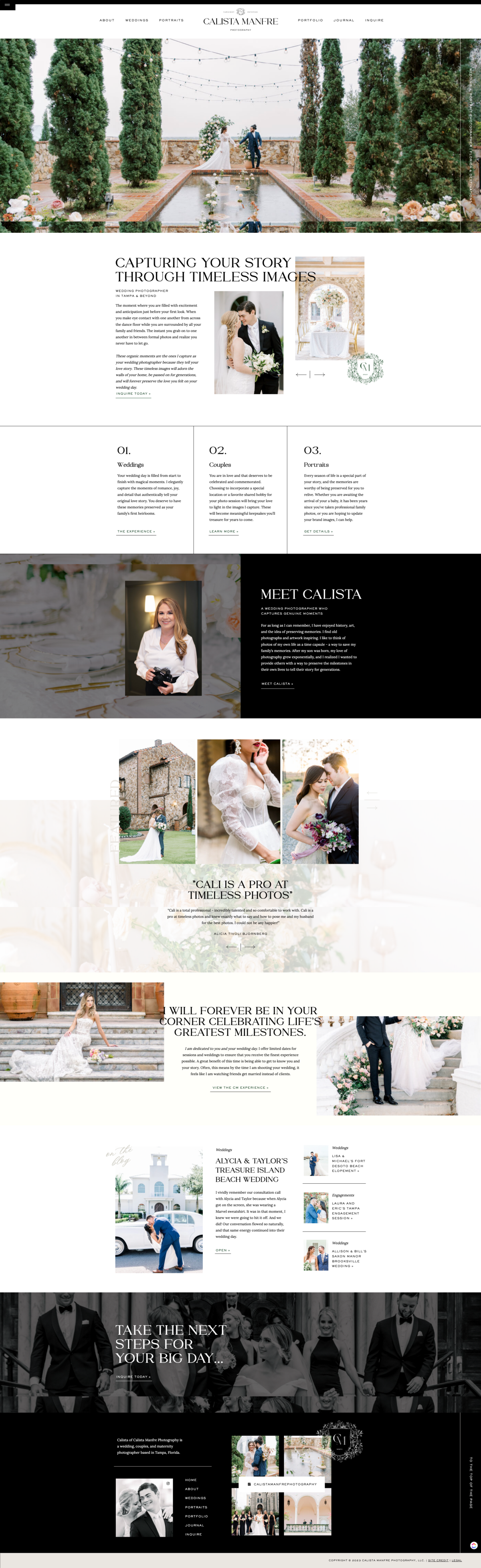 a screenshot of bold black and white website for a photographer