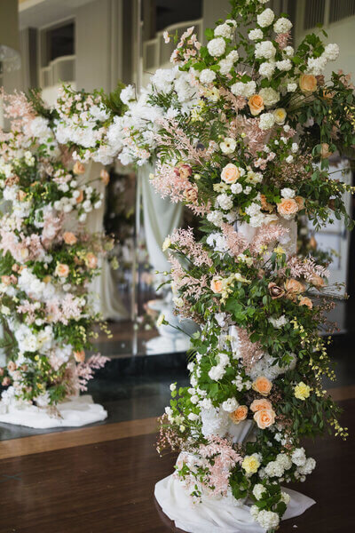 Wedding floral installation by wedding planners chicago il