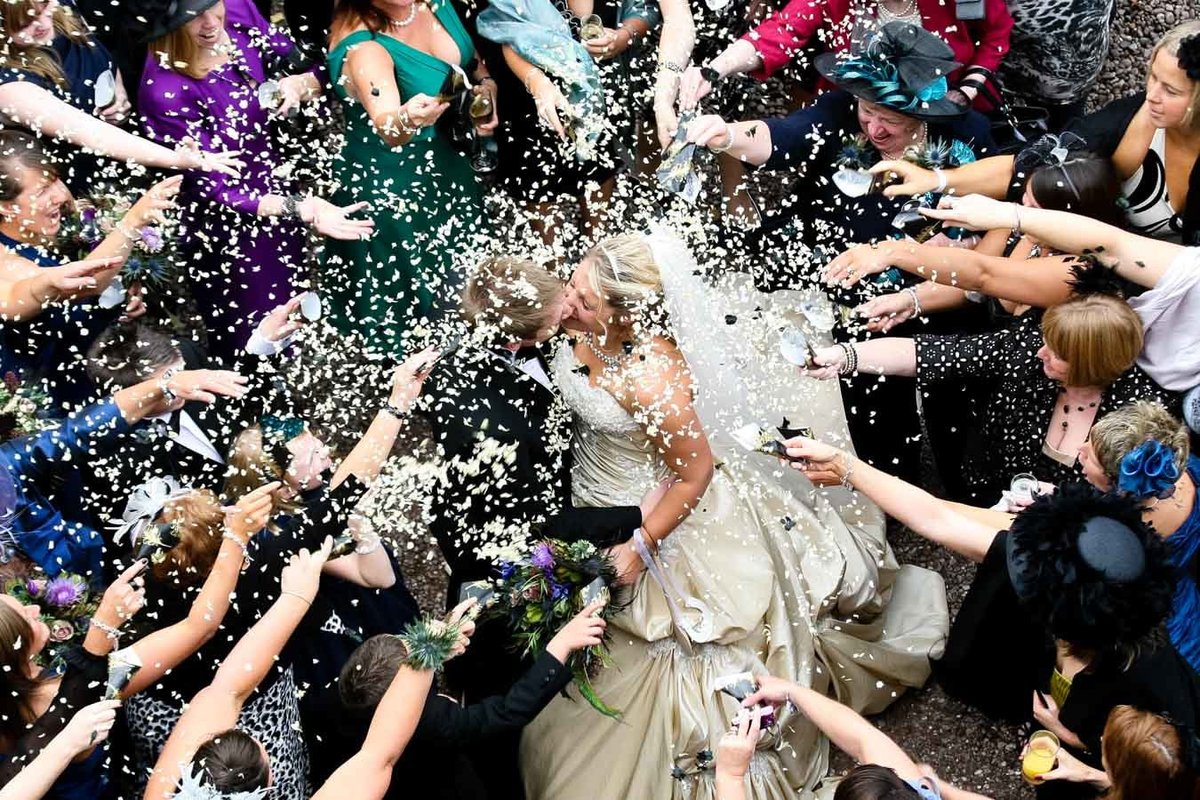 Confetti photo at Devon Wedding