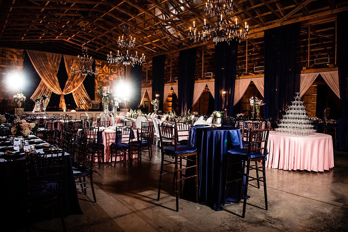 Landscape photo of full reception room design for Saddlewood Farm reception
