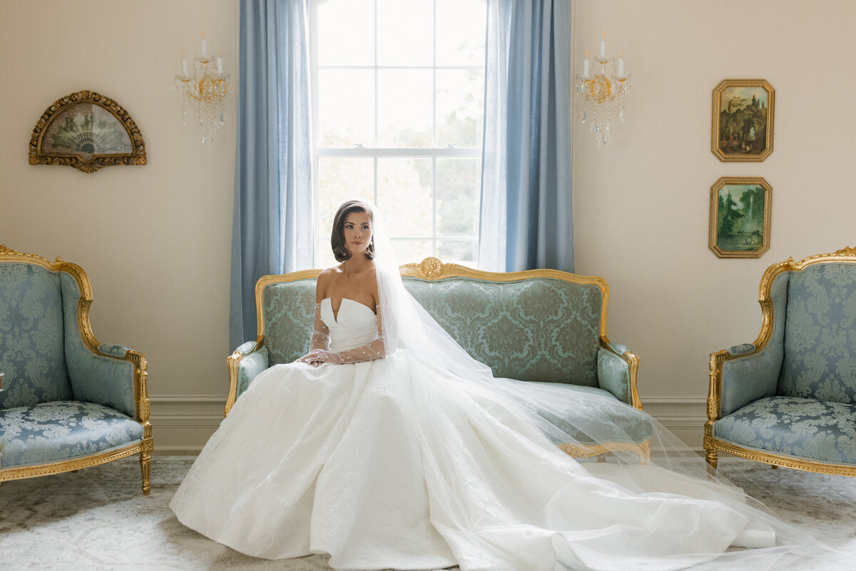 Bride in the getting ready room at blackberry ridge wedding venue