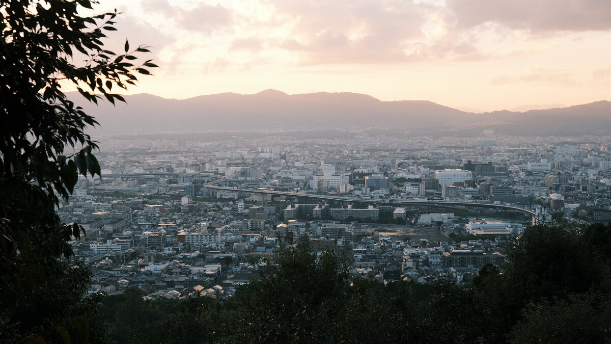 An overlook of Kyoto, Japan from the top of Fushimi Inari.