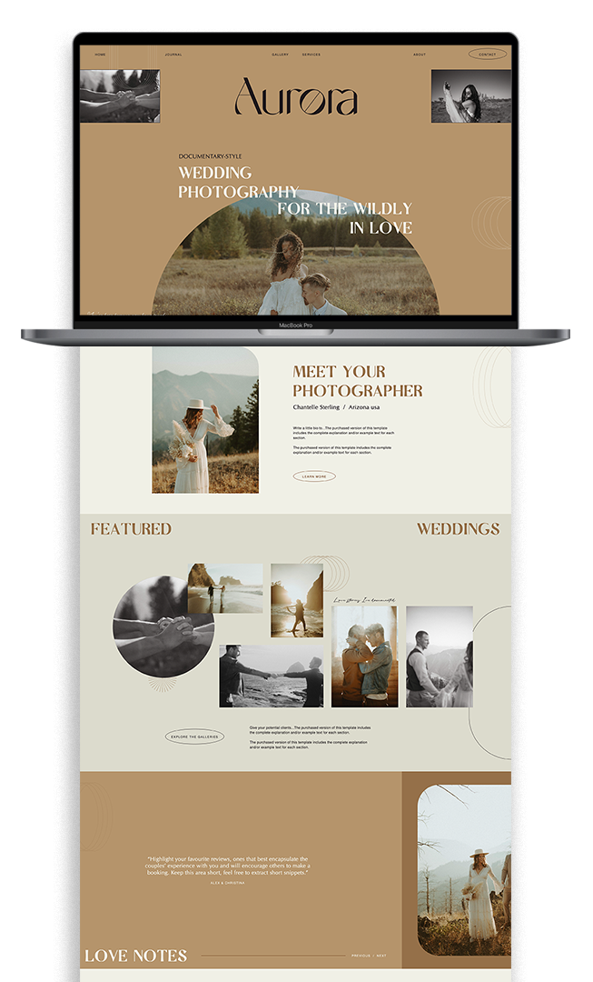 Aurora Website Template for Photographers | Studio Leelou