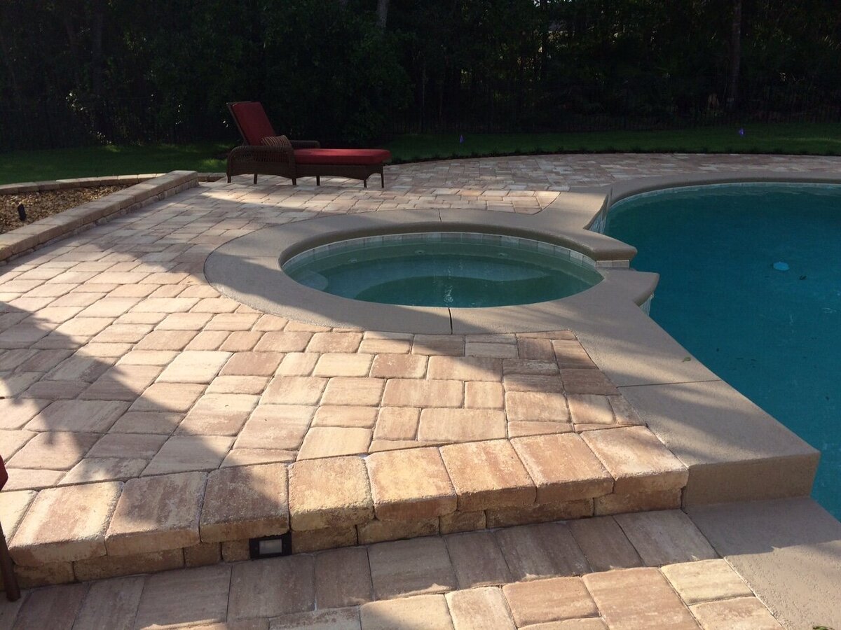 Custom pool and spa design with paver patio