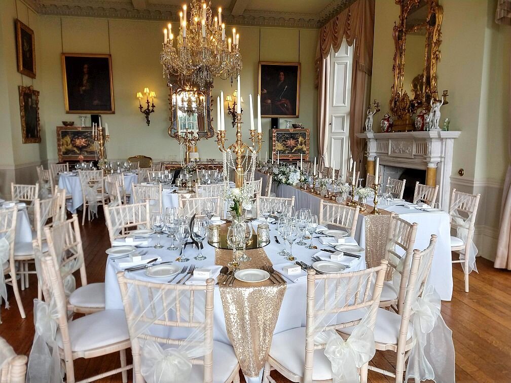 Gold candelabra sequin pearl wedding 4