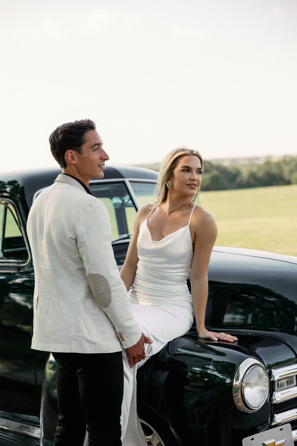 Vintage Classic Car Engagement Austin Texas