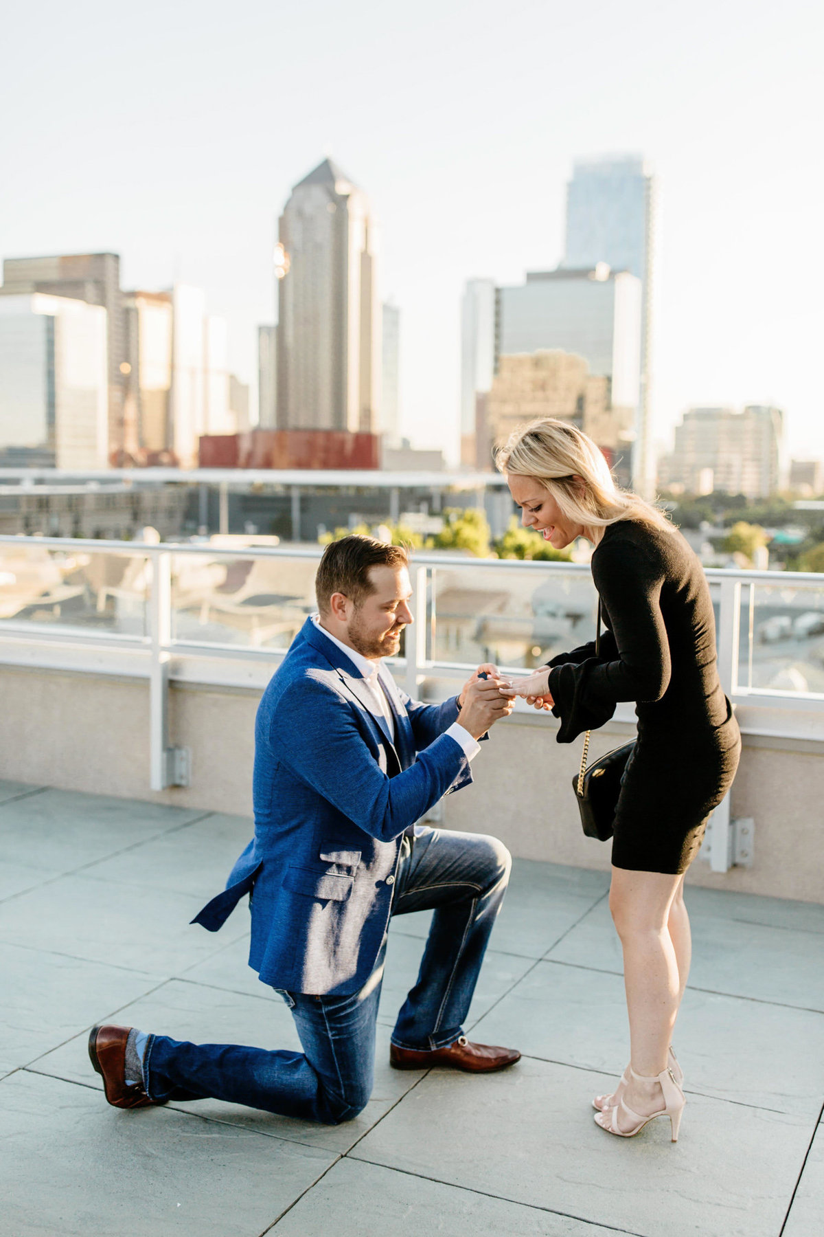 Eric & Megan - Downtown Dallas Rooftop Proposal & Engagement Session-38