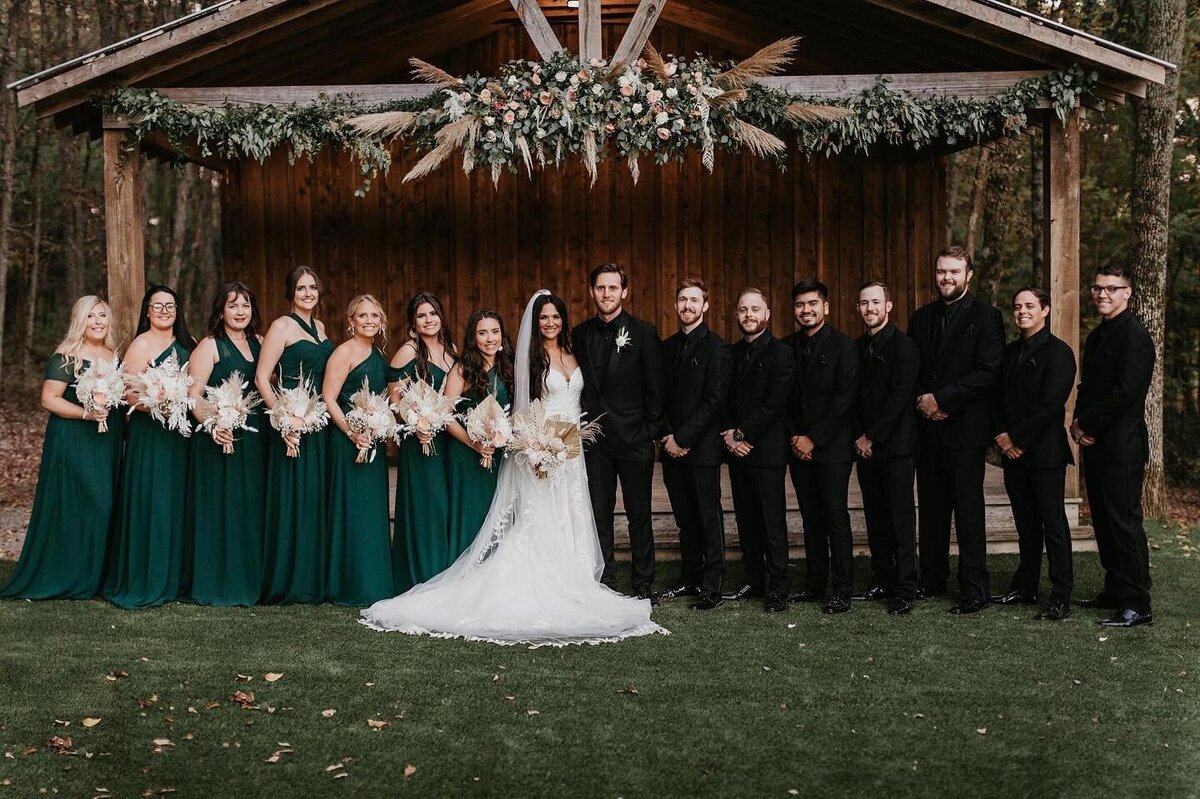 Bridal party at Saddle Wood Farms carrying dried florals