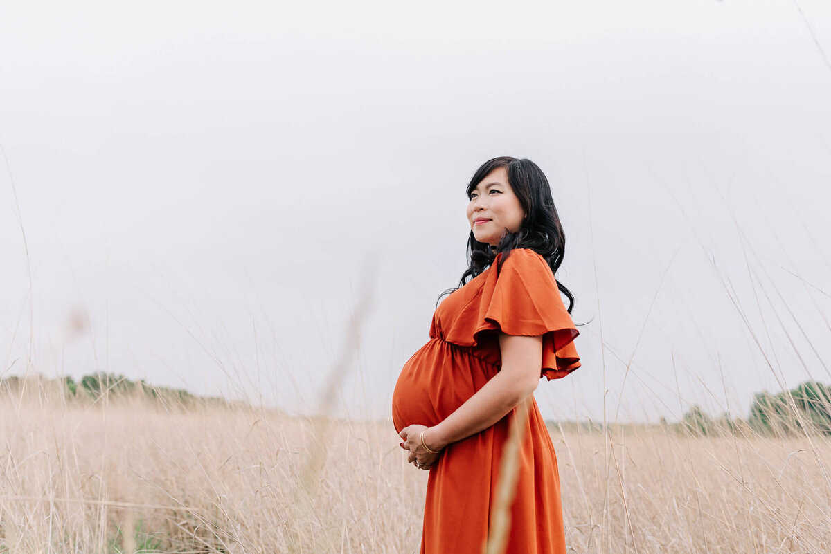 A powerful, joyful photo of an expecting mother by denise van photography