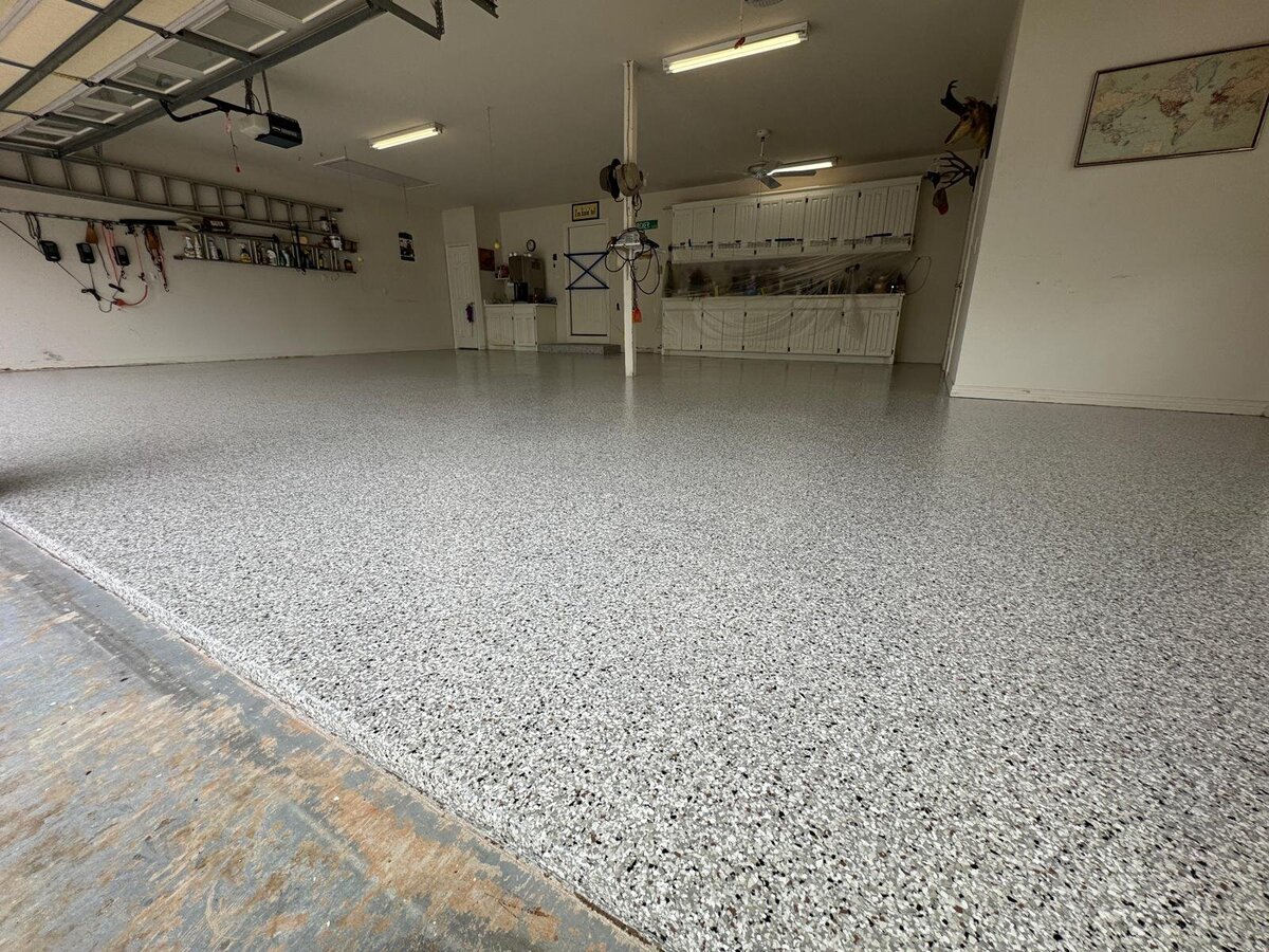 3 garage epoxy floor Dakota grey blend 1
