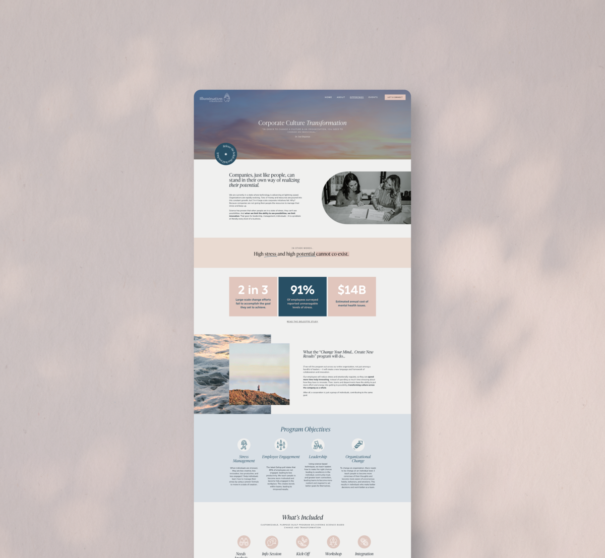 website screen pink shadow