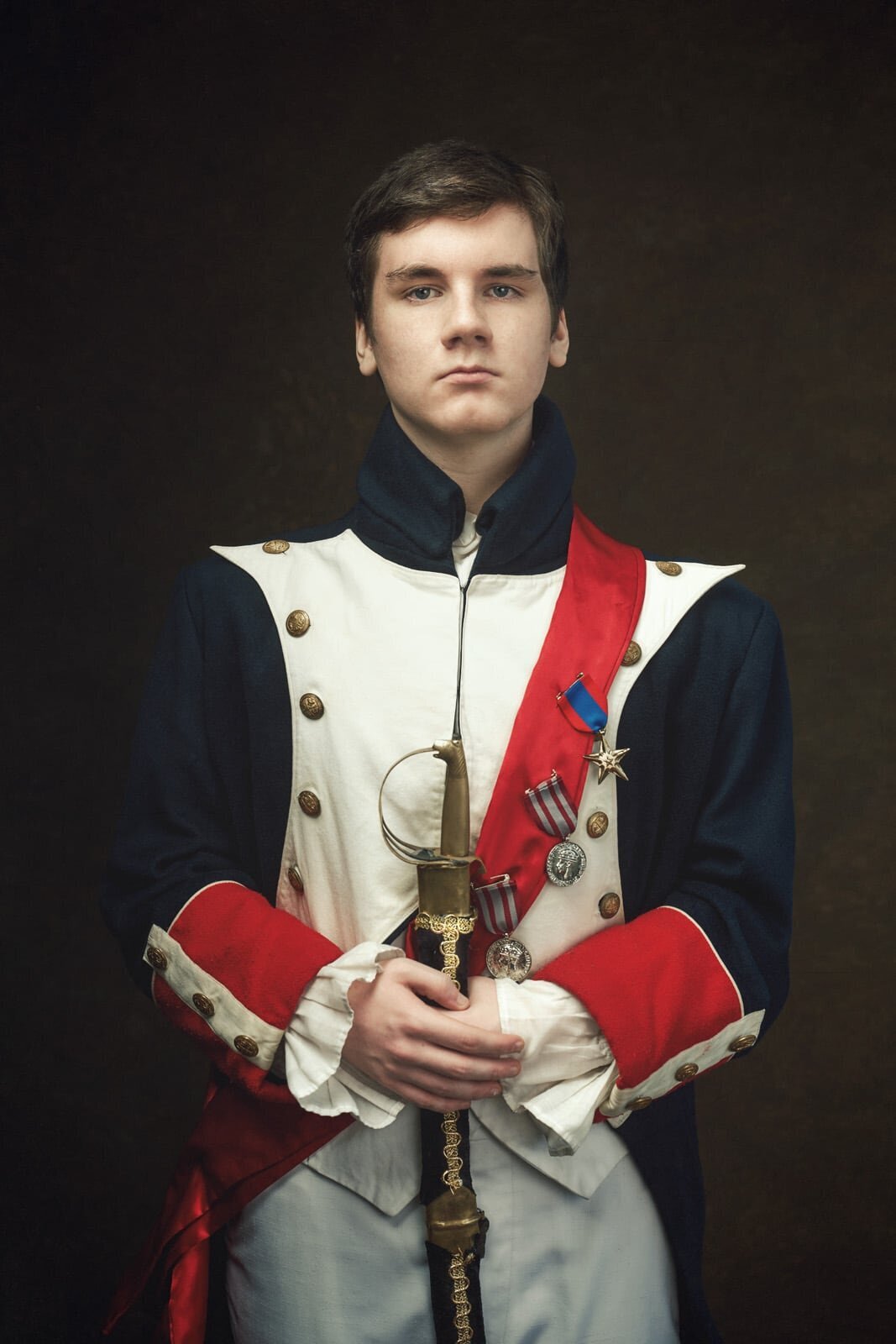 Elegant High School Senior Picture of Young Man in Historical Costume-32