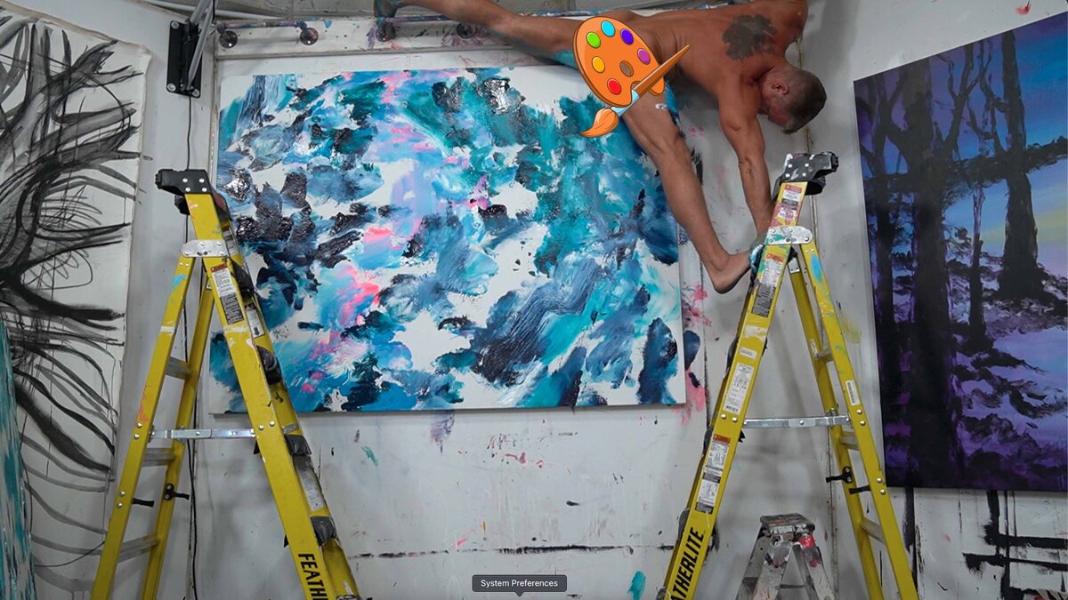 Brent Ray Fraser Double Ladder Wall Abstract Penis Painting 2022