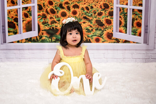 East Brunswick NJ Baby Photographer First Birthday Sunflowers