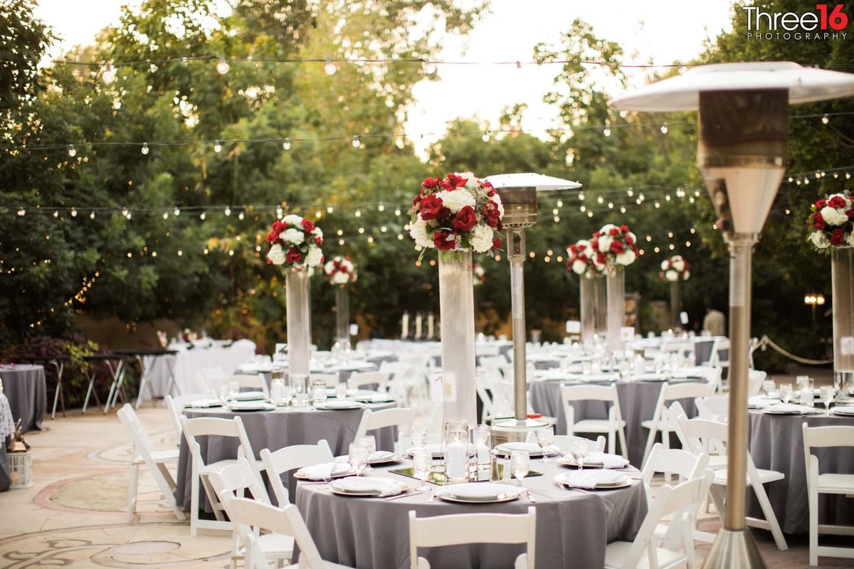 Wedding reception table setup at the Eden Gardens Wedding Venue in Moorpark, CA