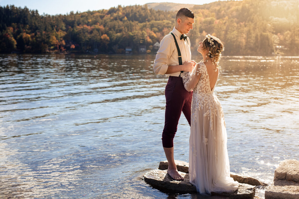 Newlyweds out on the waters of New Hampshire