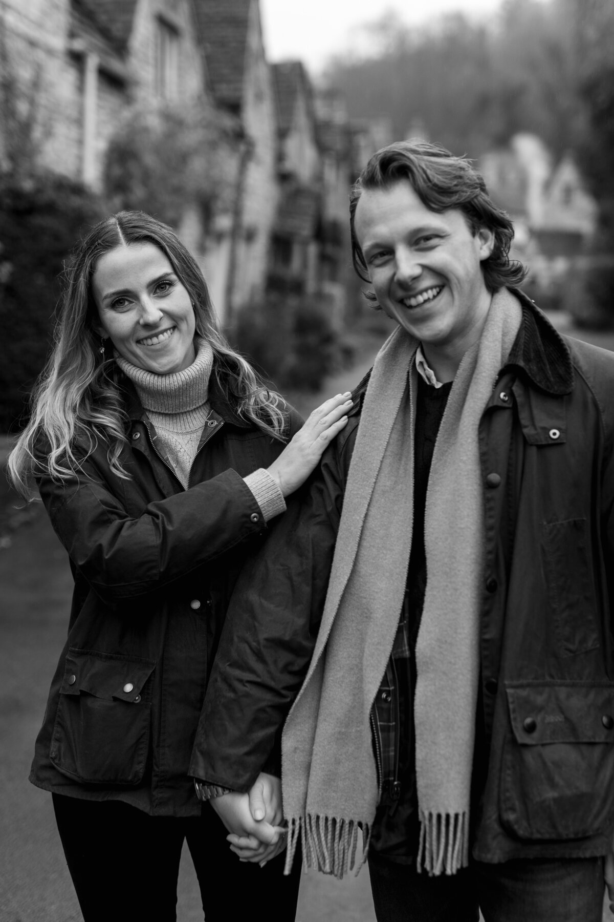 Engagement portraits in Castle Combe, Cotswolds