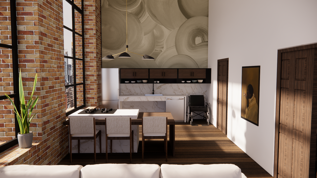 art deco industrial interior design loft apartment