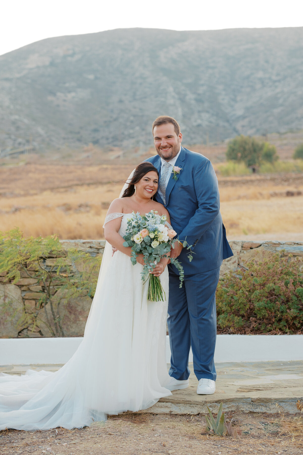 wedding couple at a destination island wedding on Paros, Greece