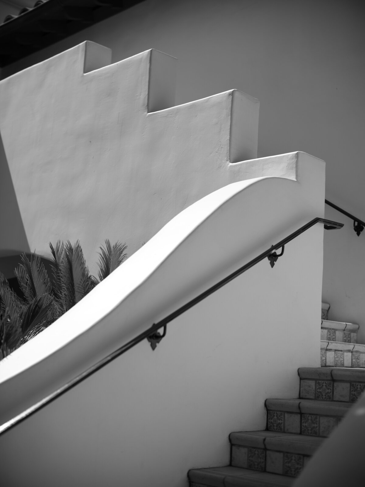 architectural detail showing the staircase at ritz carlton bacara california