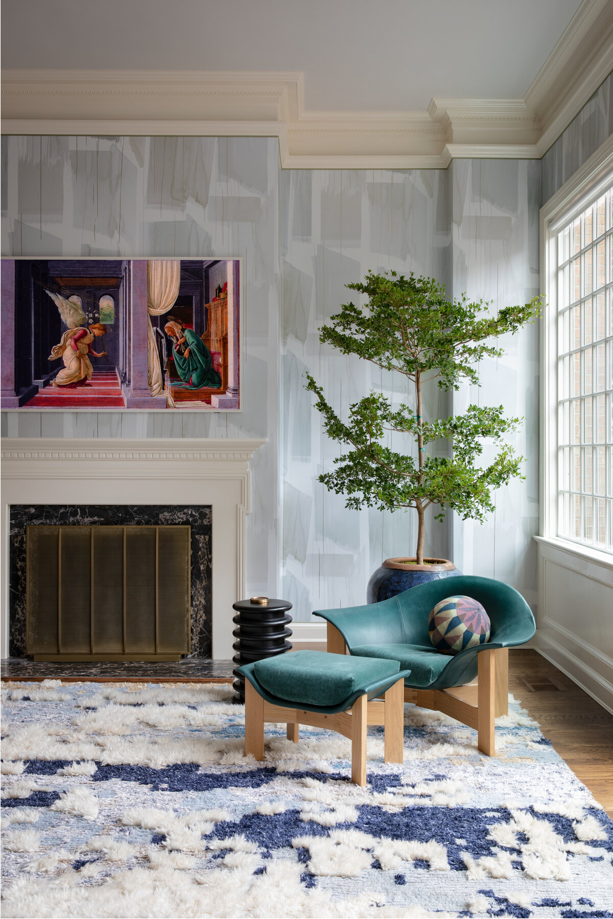 Bright and color dining room with plants and bright light