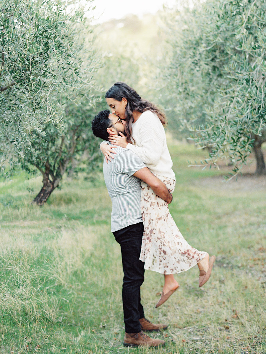 Napa Valley engagement in olive grove