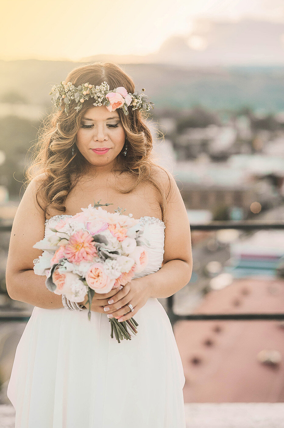 bride in hazy sunshine